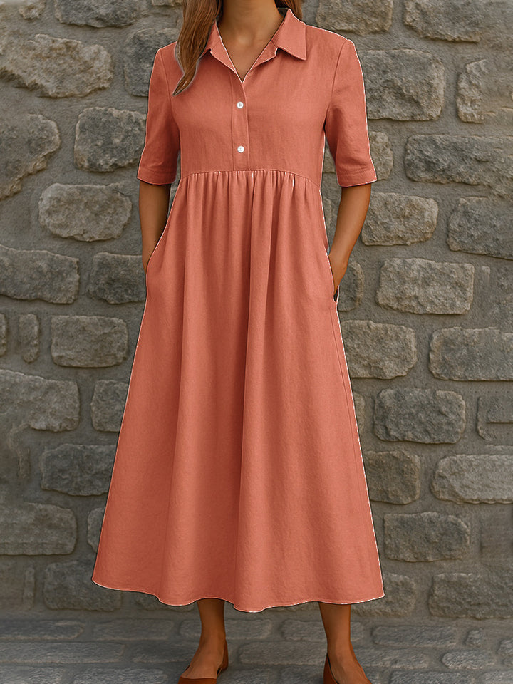 Damen Elegantes Maxikleid mit Hemdkragen und praktischen Taschen Echo Archiv