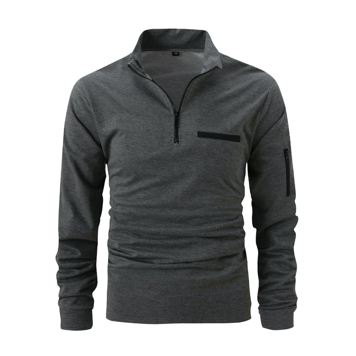 Herren Sweatshirt mit modernem Stehkragen und praktischen Reißverschlusstaschen Echoarchiv