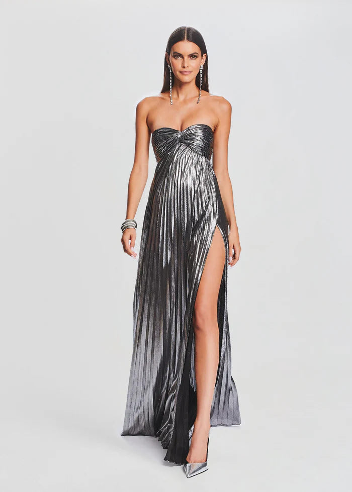 Damen Abendkleid mit schulterfreiem Design und elegantem Schlitz Echoarchiv