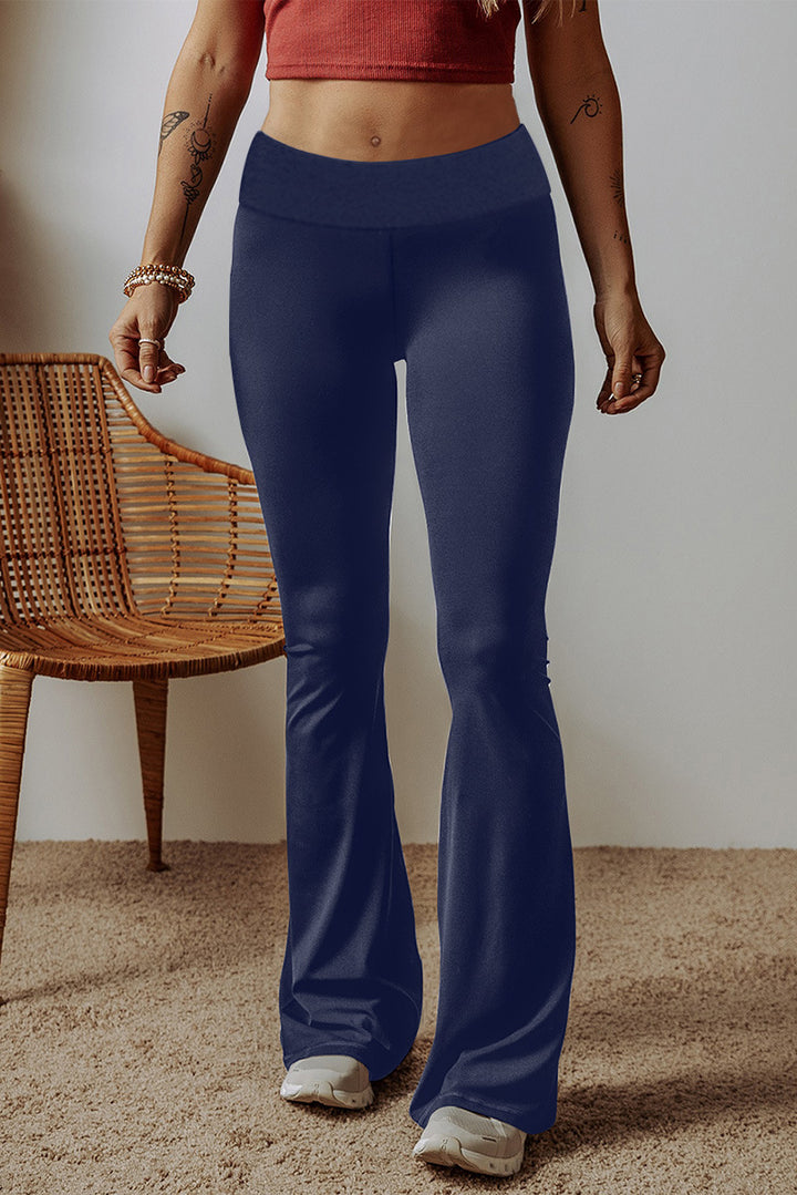 Damen High-Waist Flare-Hosen aus Stretch-Jersey mit weitem Schlag Echoarchiv