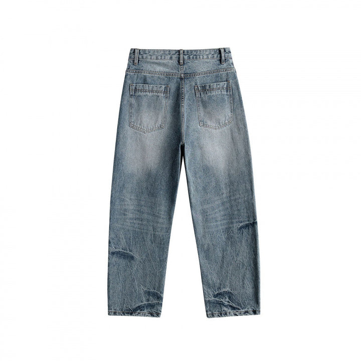 Damen Weite High-Waist Straight‑Leg Vintage-Jeans mit Used-Waschung und dezenten Distressed-Details Echo Archiv