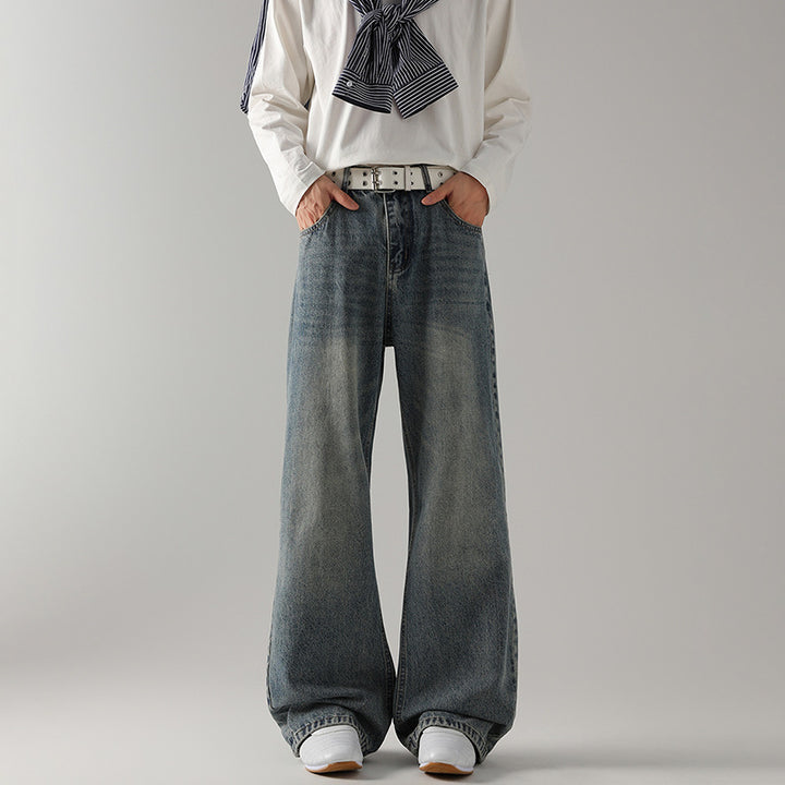 Herren Weite Schlagjeans aus gewaschenem Denim mit dezenten Fade-Effekten Echo Archiv
