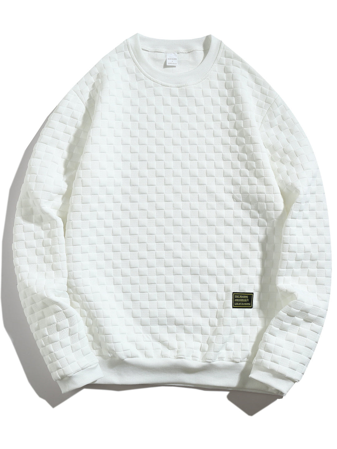Herren lässiger Struktur-Sweater mit Rundhalsausschnitt und elastischen Bündchen Echoarchiv