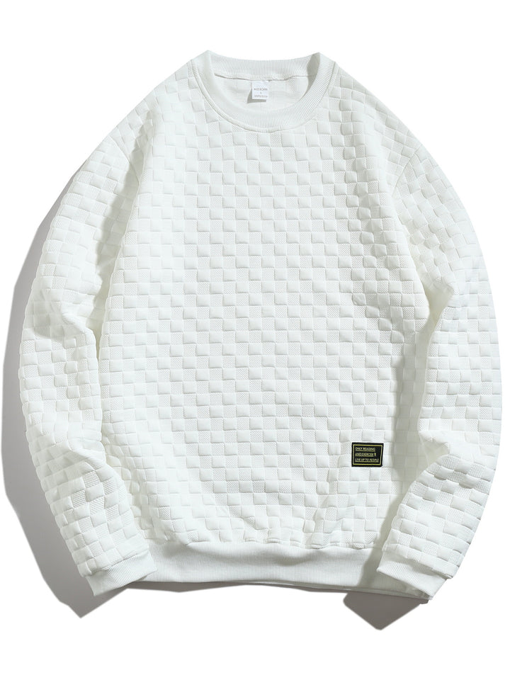 Herren lässiger Struktur-Sweater mit Rundhalsausschnitt und elastischen Bündchen Echoarchiv