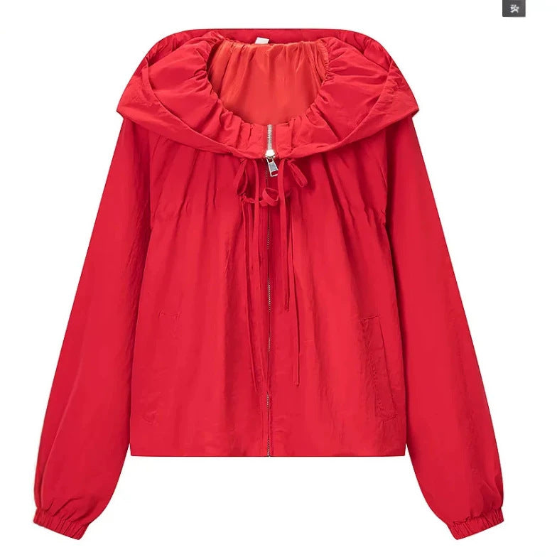 Damen Kurz geschnittene Wollmix-Jacke mit Stehkragen, Reißverschluss und Ballonärmeln Echo Archiv