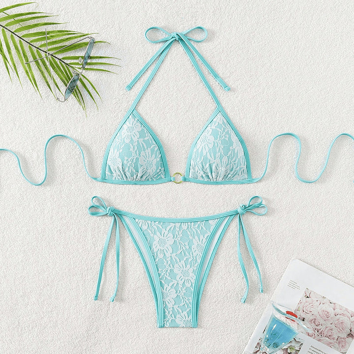 Damen Spitze Triangel-Bikini mit raffinierten Bindebändern Echo Archiv