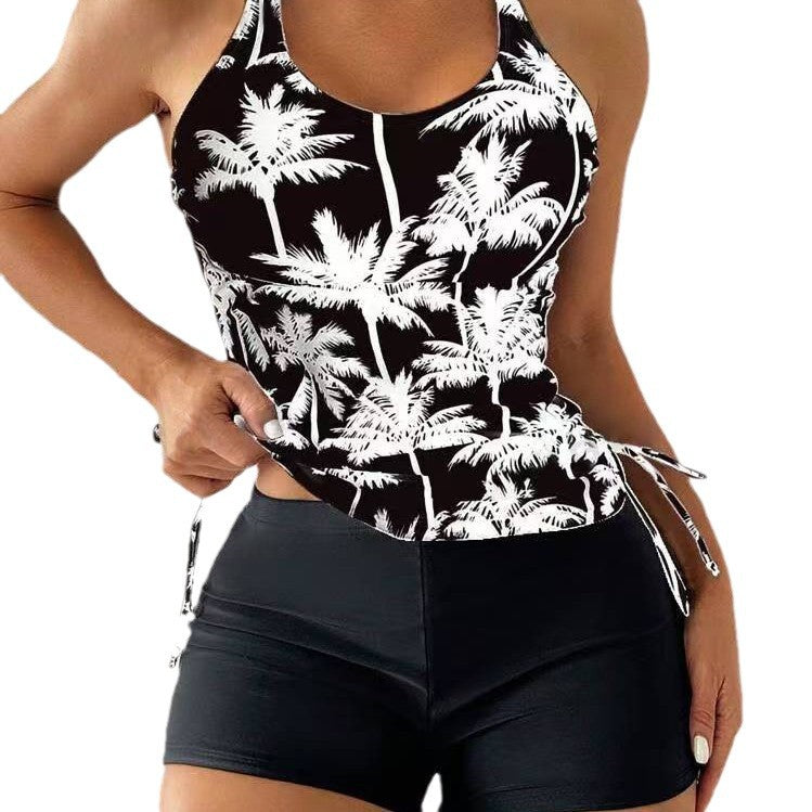 Damen Sportliches Tankini-Set mit modischem Palmendruck und hoher Taille Echo Archiv