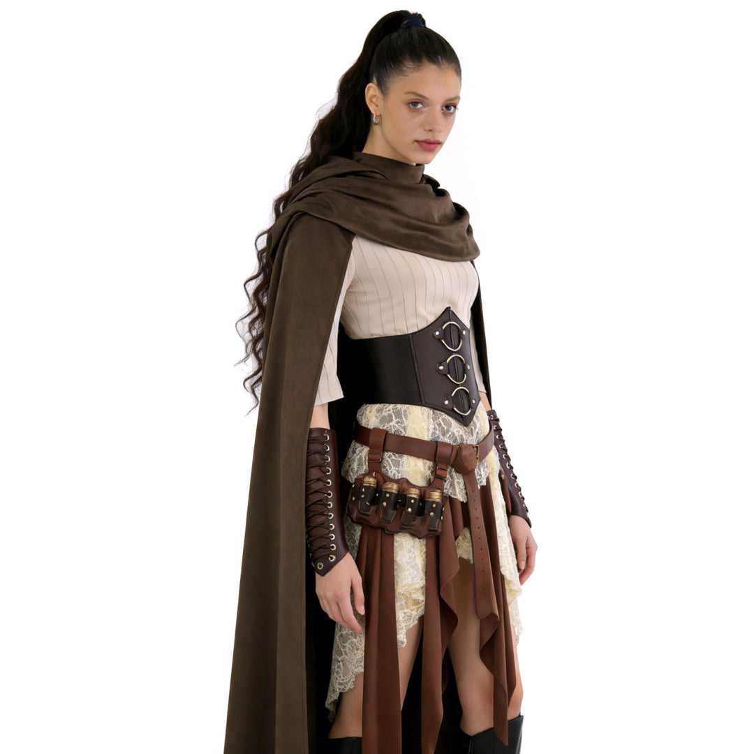 Damen Rock mit asymmetrischen fransigen Details und eleganter Spitzenborte – Rosévia