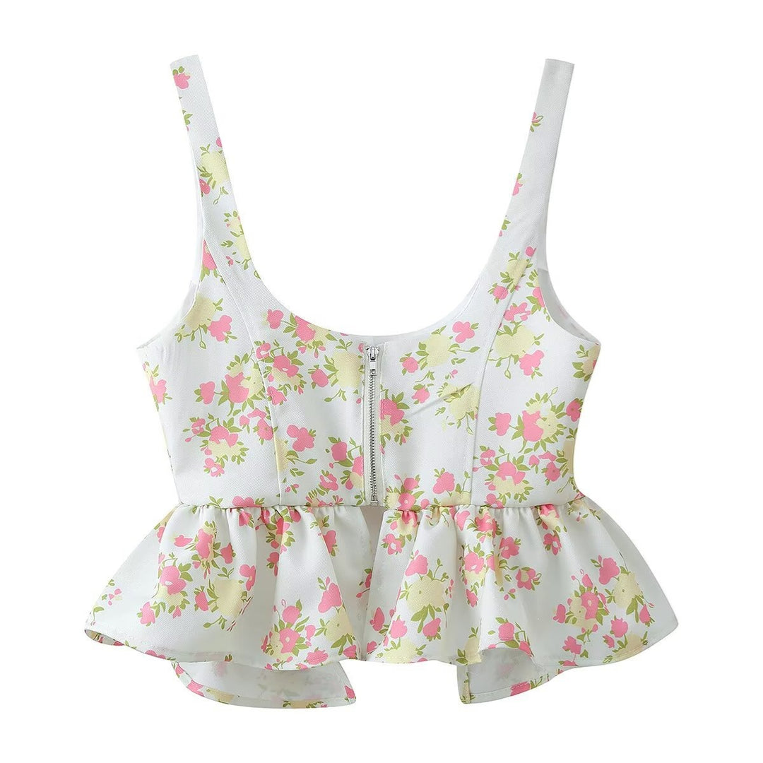Damen Blumenmuster Crop-Top und Hose Set Echo Archiv