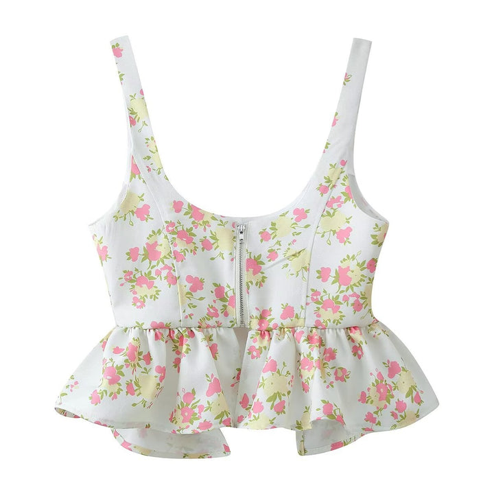Damen Blumenmuster Crop-Top und Hose Set Echo Archiv