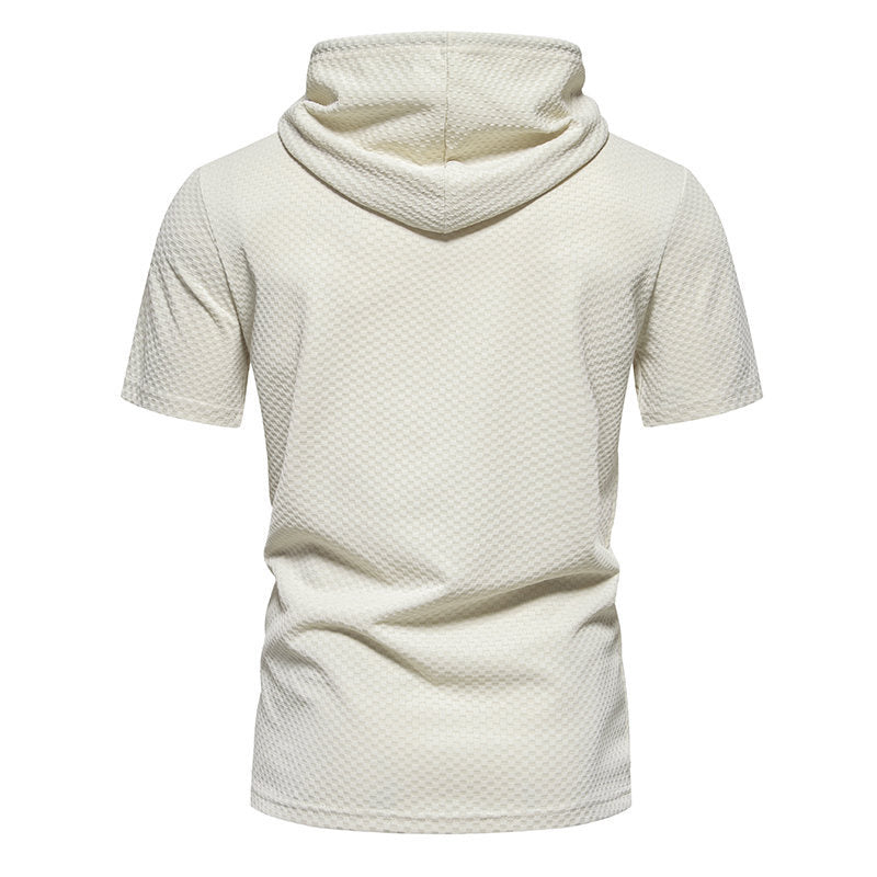 Herren Kurzarmkapuzenpullover mit strukturiertem Design Echoarchiv