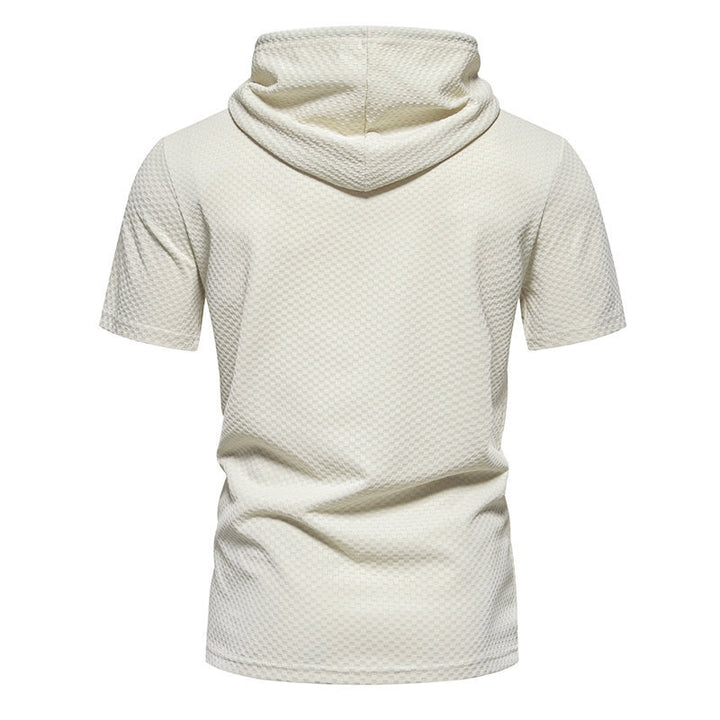 Herren Kurzarmkapuzenpullover mit strukturiertem Design Echoarchiv