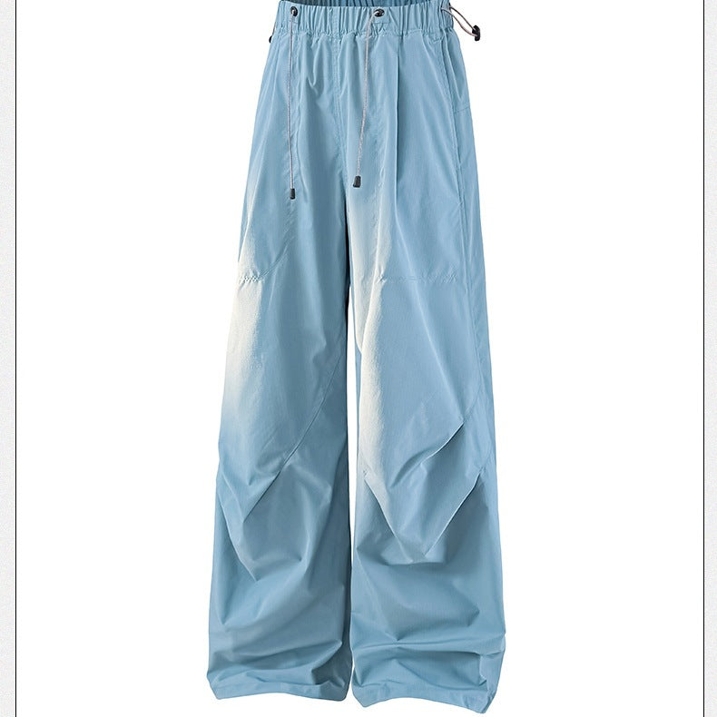 Damen Weite Palazzo-Hose mit Tunnelzugbund, drapierten Falten & verstellbarem Saum Echoarchiv