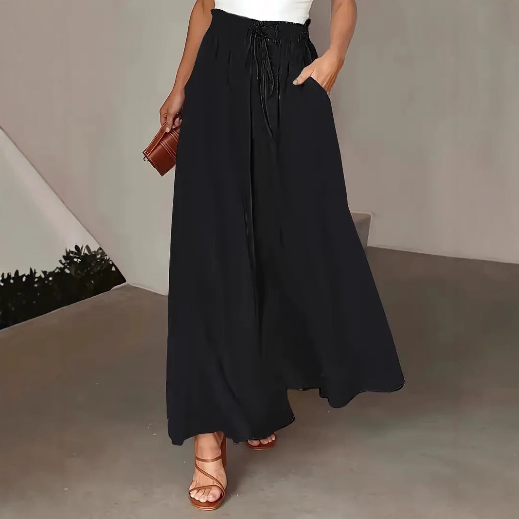 Damen Weit geschnittene Palazzo-Hose mit elastischem Bund und Punktmuster Echo Archiv
