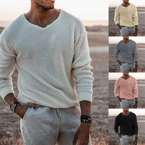 Herren Pullover mit V-Ausschnitt und strukturiertem Design Echoarchiv