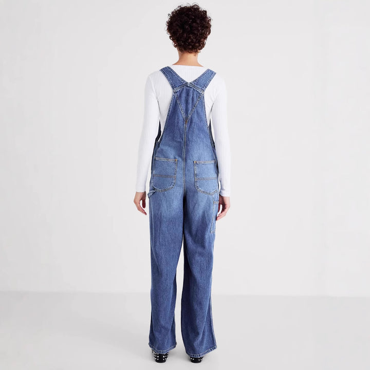 Damen Denim-Latzhose mit weitem Bein und verstellbaren Trägern Echo Archiv