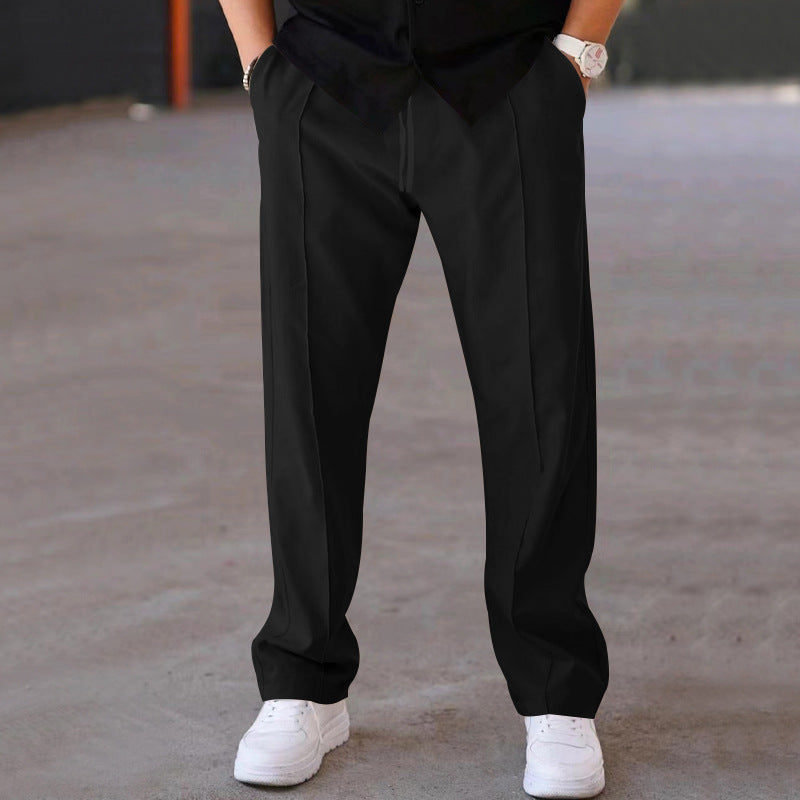Herren elegante Freizeithose mit geradem Schnitt und klassischen Falten Echoarchiv
