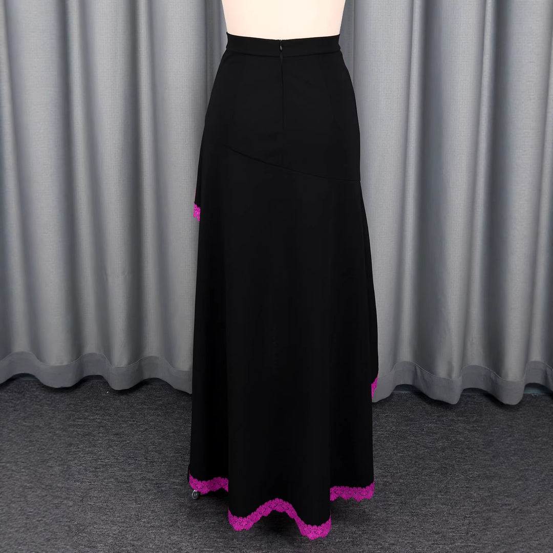 Damen eleganter Maxirock mit floralen Spitzenakzenten Echo Archiv