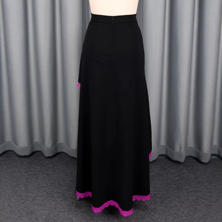 Damen eleganter Maxirock mit floralen Spitzenakzenten Echo Archiv