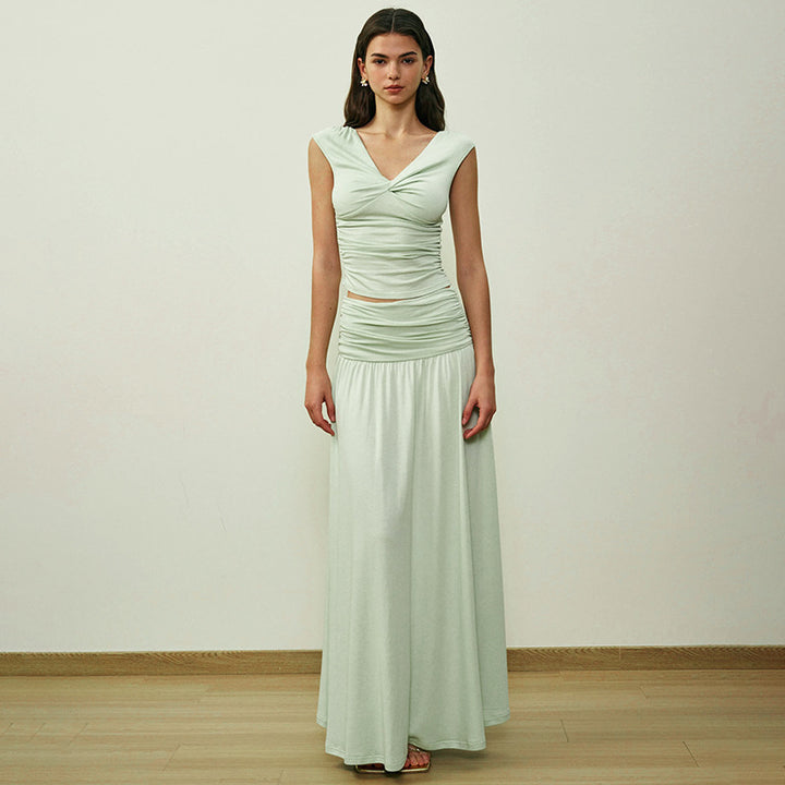 Damen Langarm-Maxikleid mit drapierten Details Echo Archiv