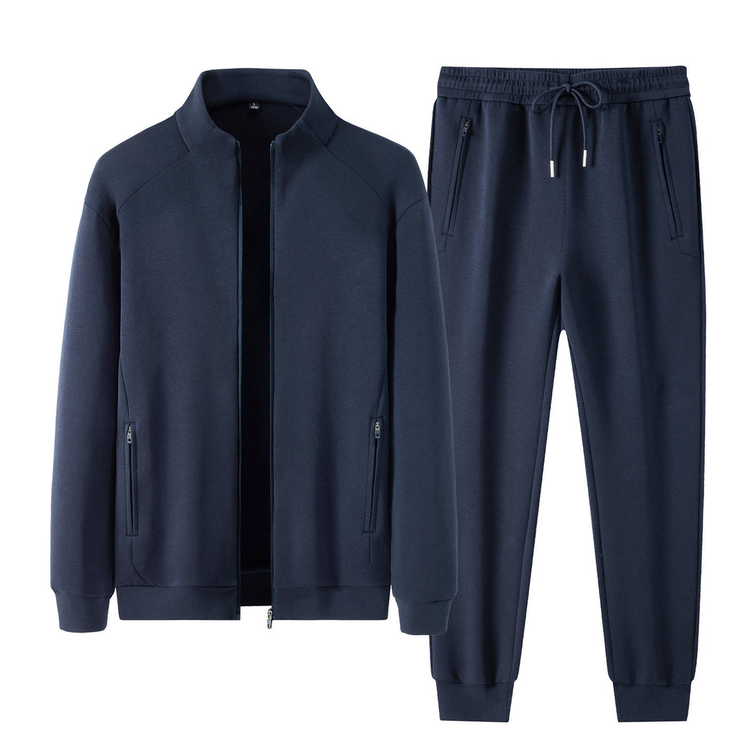 Herren Zweiteiliges minimalistisches Jogging‑Set mit Stehkragen, Zwei-Wege‑Reißverschluss & Reißverschlusstaschen Echoarchiv