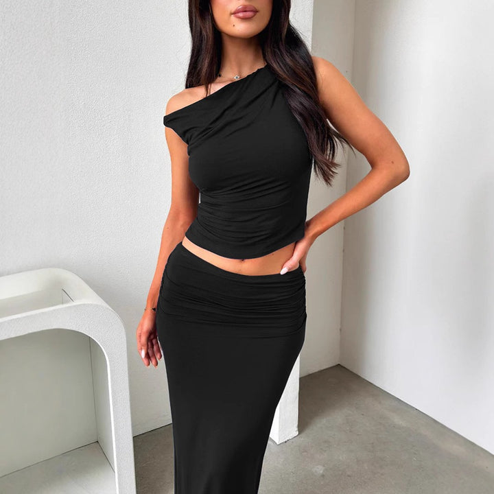 Damen Schickes Set mit asymmetrischem Oberteil und langem Rock Echo Archiv