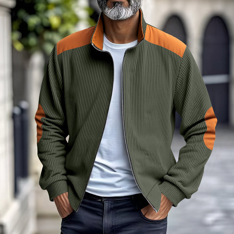 Herren sportliche Jacke mit strukturierten Ärmeln und Stehkragen Echoarchiv