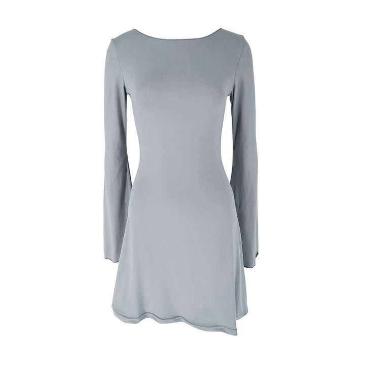 Damen elegantes Langarmkleid mit asymmetrischem Saum und fließendem Schnitt Echo Archiv
