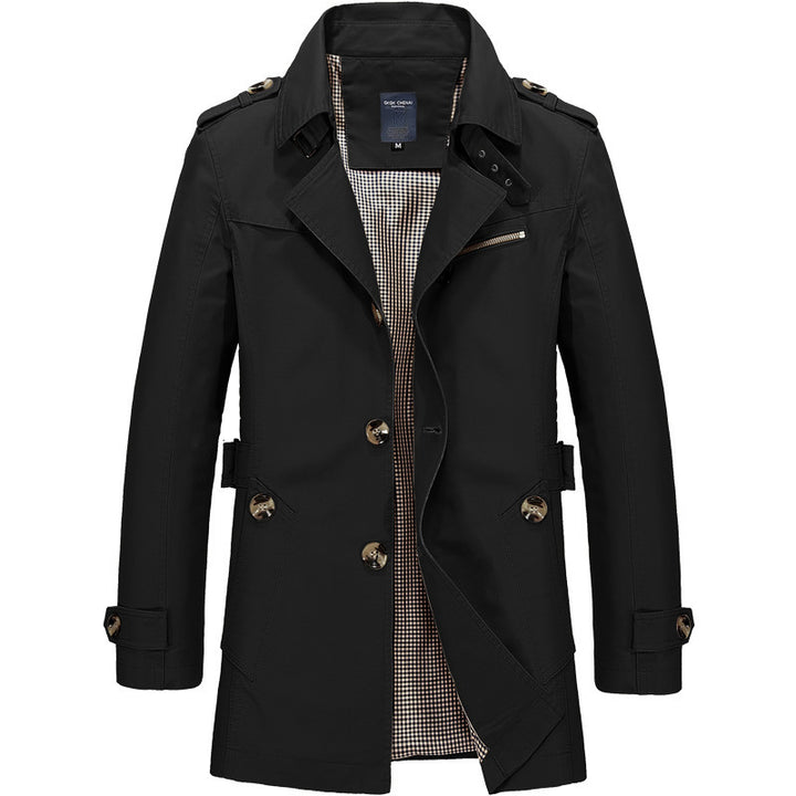 Herren nan legerer Baumwoll-Blazer mit Knopfleiste, aufgesetzten Taschen und gestreiftem Innenfutter Echo Archiv