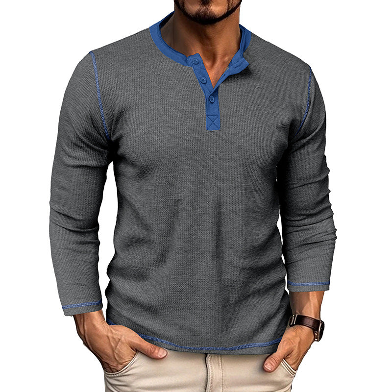 Herren Langarm Henley-Shirt mit eleganter Knopfleiste und trendigen Akzenten Echoarchiv