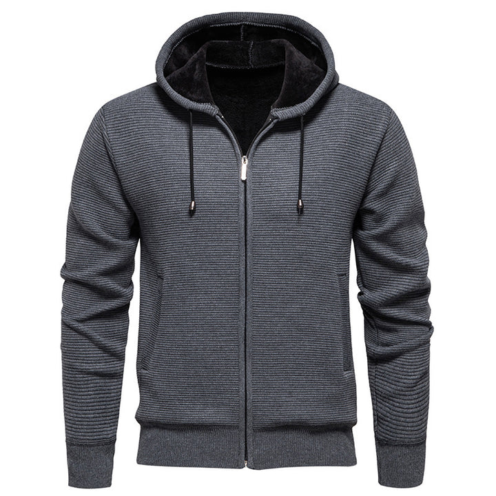 Herren moderne Kapuzenjacke mit strukturierter Oberfläche und weichem Innenfutter Echoarchiv