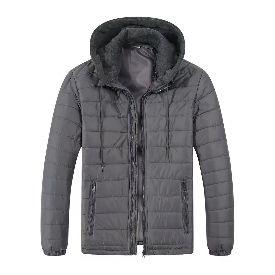 Herren gesteppte Übergangsjacke mit verstellbarem Kapuzenkragen und isolierender Füllung Echoarchiv