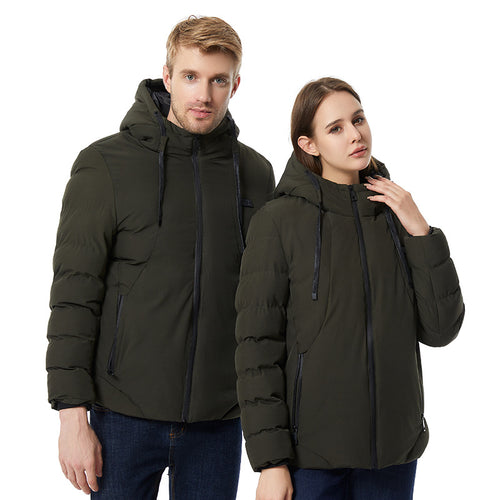 Unisex Wattierte Kapuzen-Winterjacke mit Thermoisolierung und winddichter Außenhülle Drune