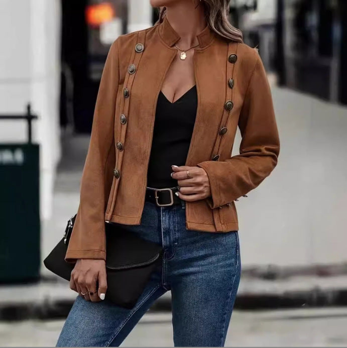 Damen nan taillierte Militärische Kurzjacke mit Stehkragen und dekorativer Doppelknopfleiste Echo Archiv