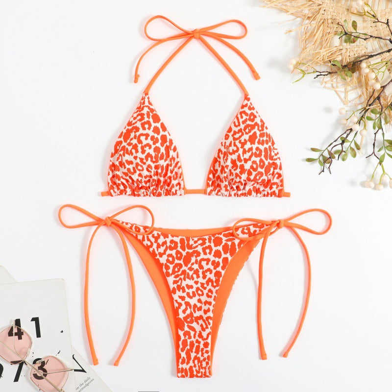 Damen Triangel-Bikini mit Verspieltem Leopardenmuster und Verstellbaren Trägern Echoarchiv