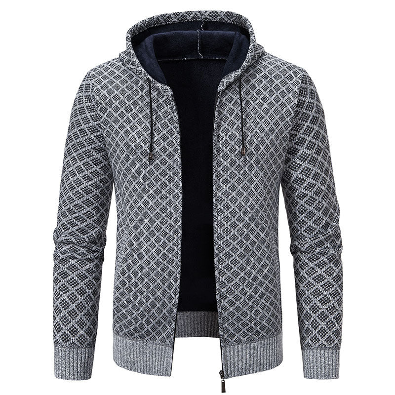 Herren stylische Jacke mit modernem Wabenmuster und Kapuze Echoarchiv