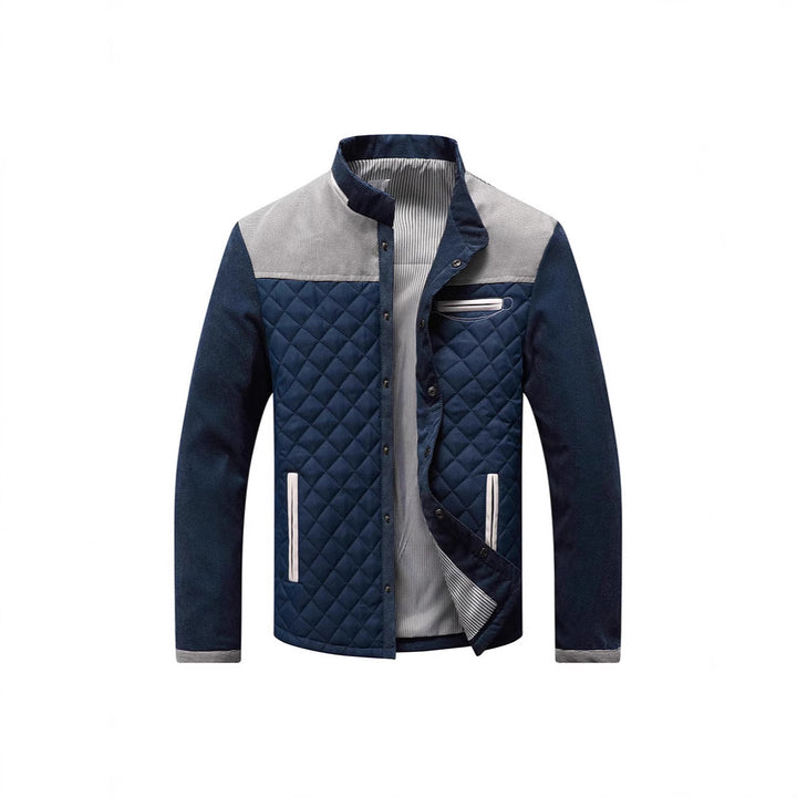 Herren Steppjacke mit Diamantsteppung, Kontrastbesatz und Stehkragen Echoarchiv