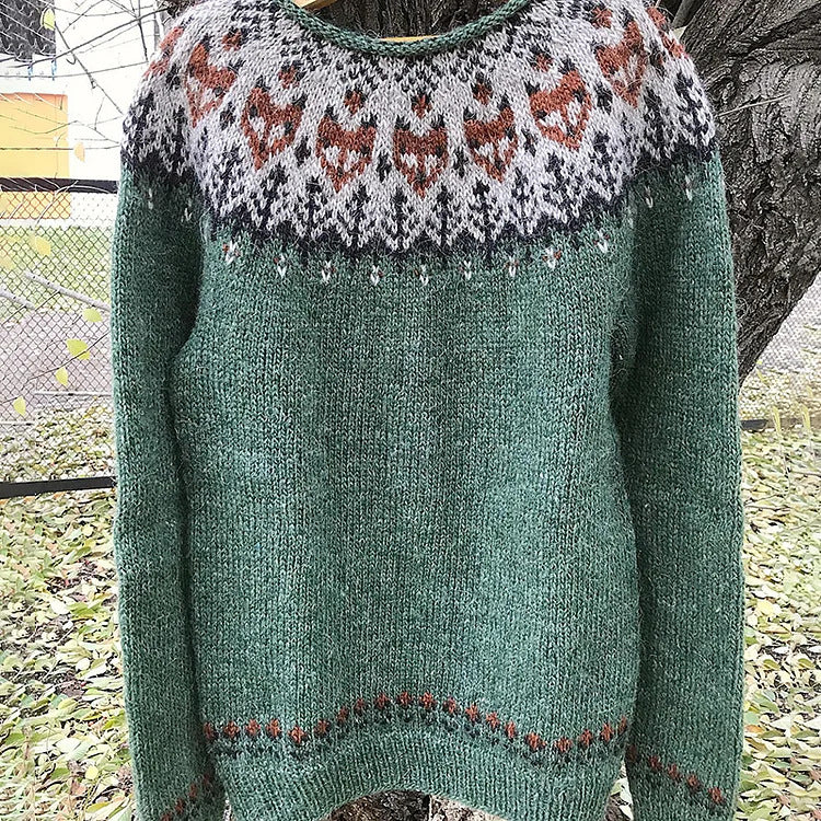 Damen nan Norwegerpullover aus Wollmix mit Rundhalsausschnitt und traditionellem Fair-Isle-Yoke Echo Archiv