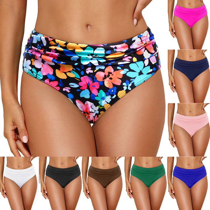 Damen Hochtaillierte Bikinihose mit eleganter Raffung Echo Archiv