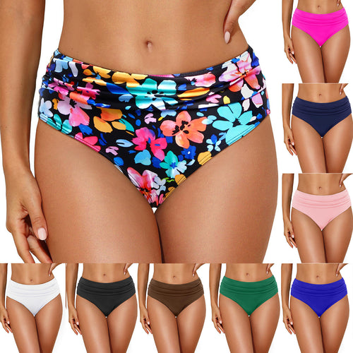 Damen Hochtaillierte Bikinihose mit eleganter Raffung Echo Archiv