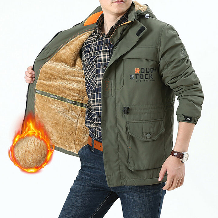 Herren nan thermisch gefütterter Utility-Parka mit weichem Teddyinnenfutter, Kapuze und multifunktionalen Taschen Echo Archiv