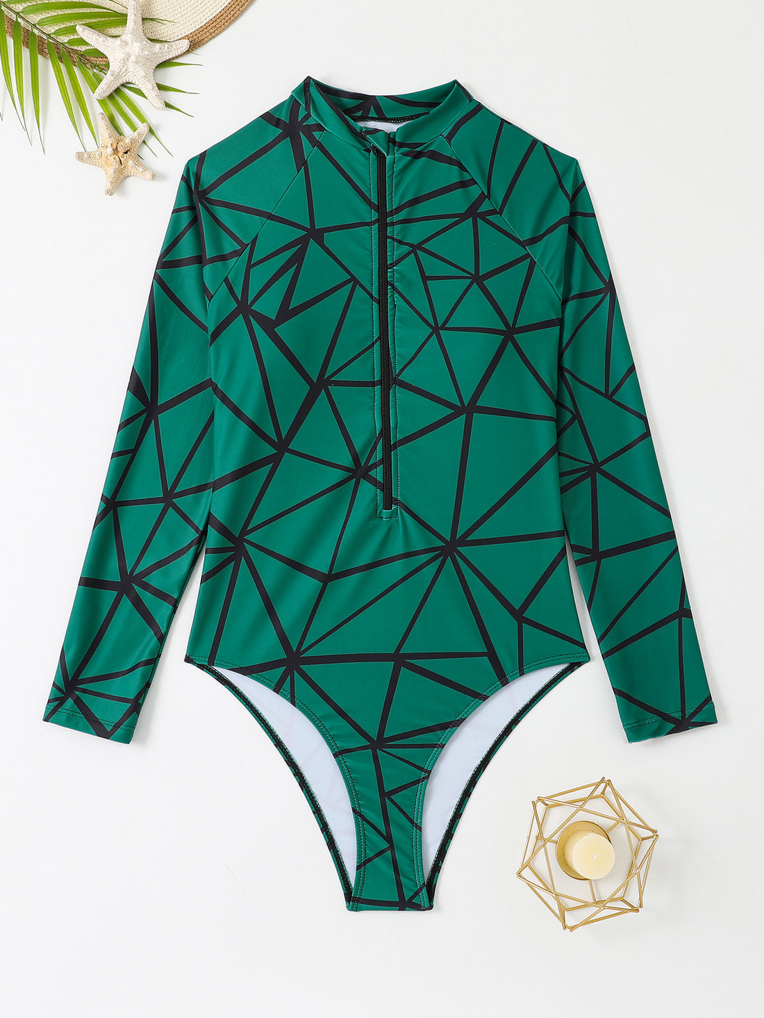 Damen Langarm Surfanzug mit geometrischem Design – Élanora