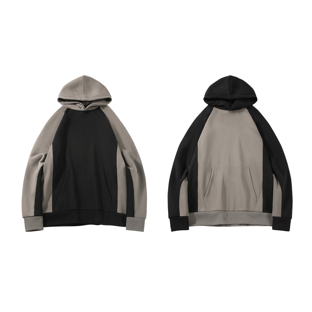 Herren Kapuzenpullover im Colourblock-Design mit Raglanärmeln, Kängurutasche und geripptem Saum Echo Archiv
