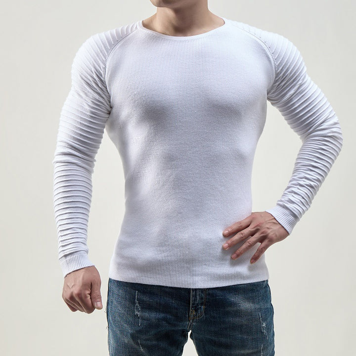 Herren moderner Langarmpullover mit strukturiertem Design und ribbeliertem Ärmel Echoarchiv