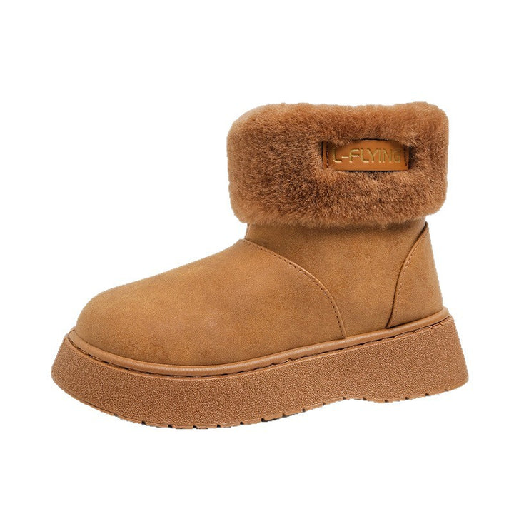 Damen Kuschelige Plateau‑Stiefeletten mit faux‑Fellkragen und rutschfester Gummisohle – Varelle