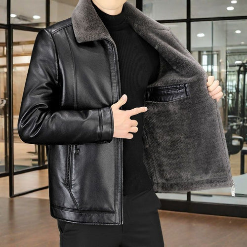 Herren modische Lederjacke mit kuscheligem Innenfutter Echoarchiv