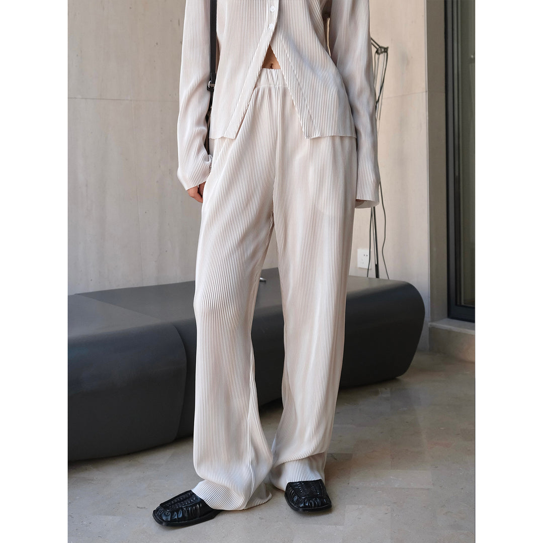 Damen Weite Palazzo‑Hose aus geripptem Feinstrick mit Elastbund Echoarchiv