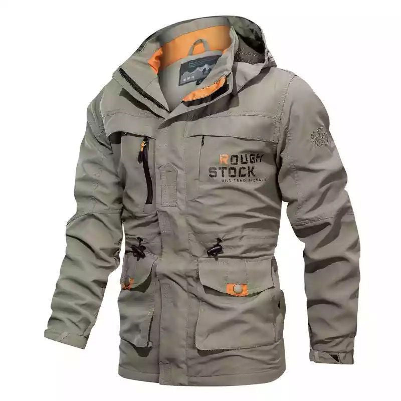 Herren Robust-Canvas-Fieldparka mit Kapuze, taillierendem Kordelzug und Multifunktions‑Taschen Echo Archiv