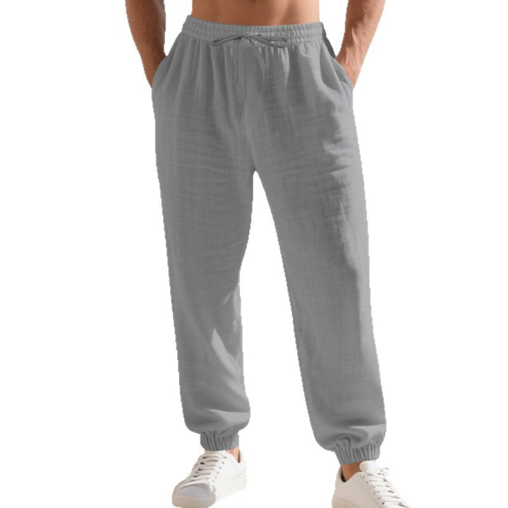 Herren lässige Sommerhose aus luftdurchlässigem Leinen mit elastischem Bund und praktischen Taschen Echoarchiv