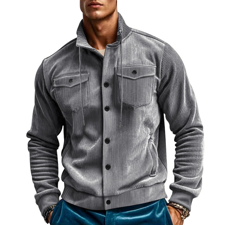 Herren lässige Kordjacke mit praktischen Taschen und modischen Details Echoarchiv